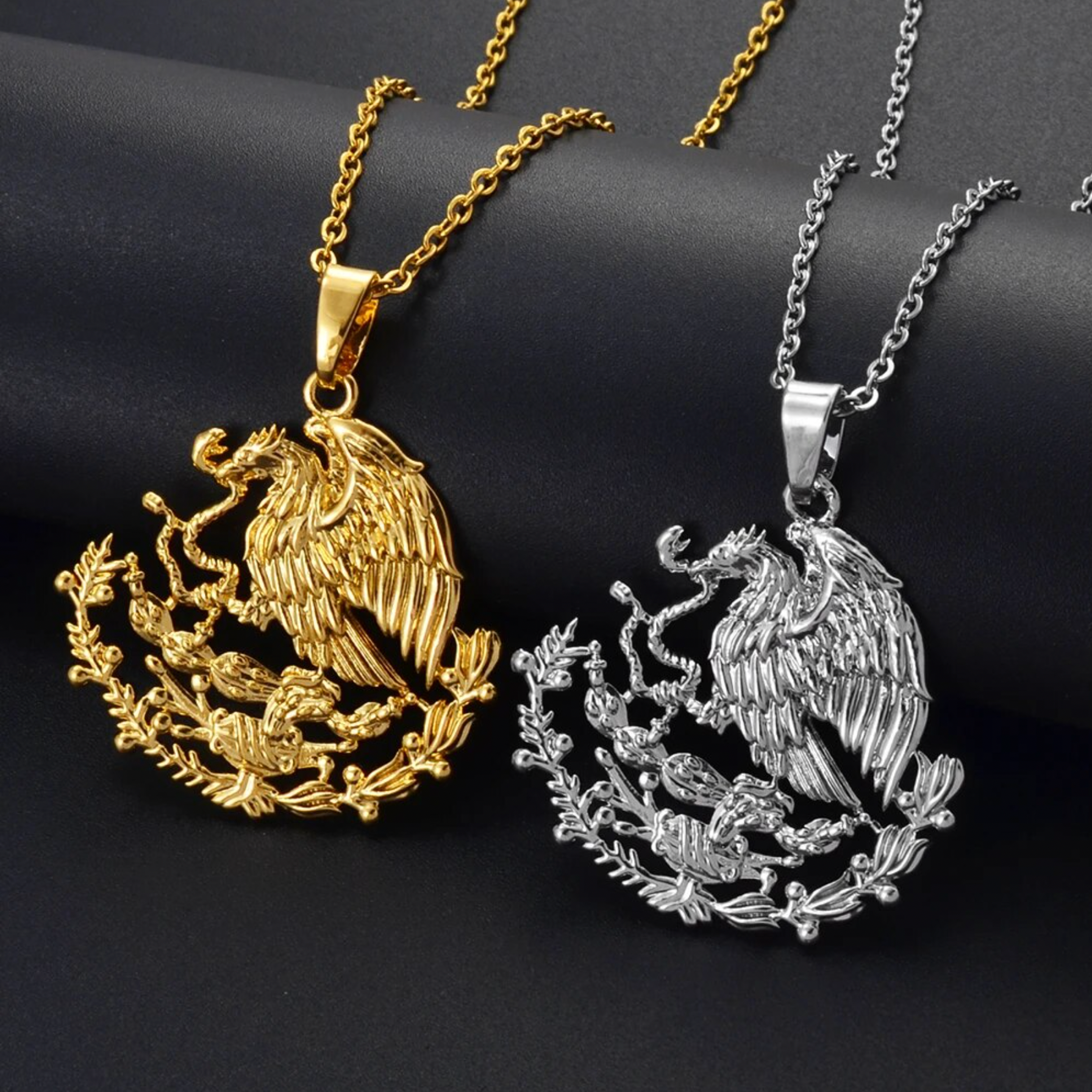 14K 30.9ｇメキシコ製 ロープチェーン ネックレス MEX刻印 Coat of Arms of Mexico Pendant Necklace