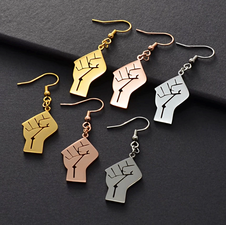 Black Lives Matter Power Hoop Drop Earrings