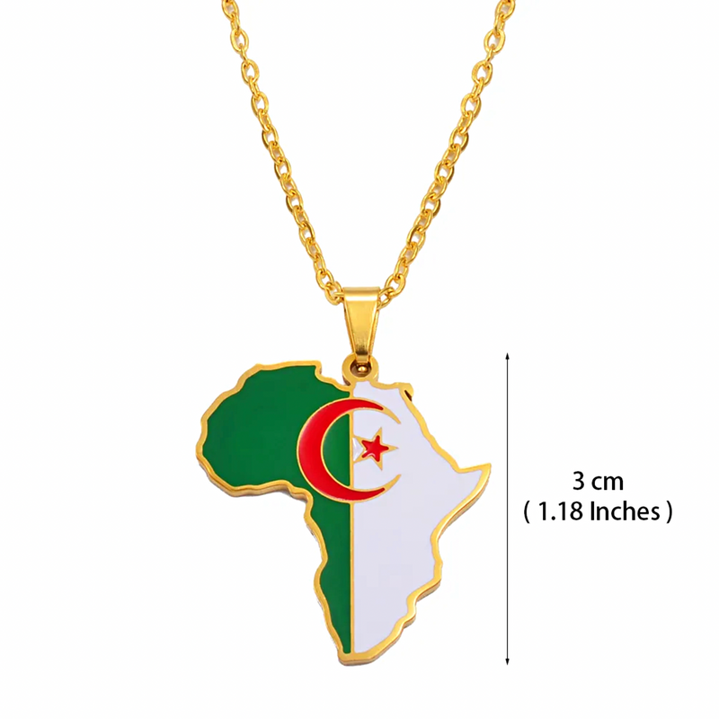 Algeria Flag Africa Map Necklace