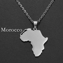 Africa Map with Morocco Map Pendant Necklace