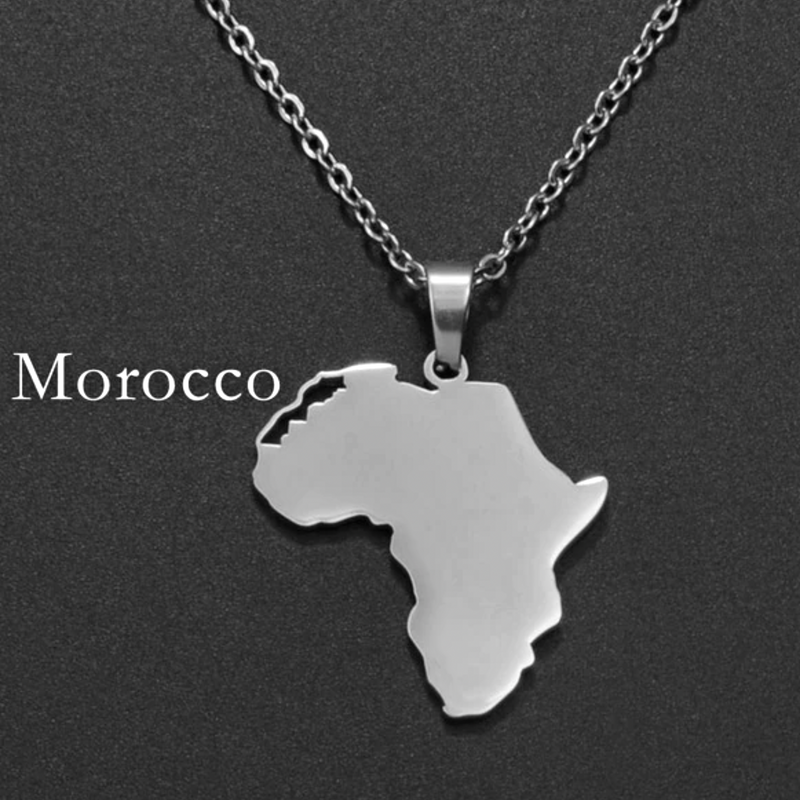 Africa Map with Morocco map Pendant Necklace