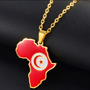 Tunisia Flag Africa Map Necklace