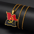 Angola Map with Flag Pendant Necklace
