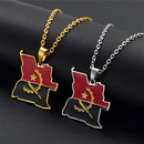 Angola Map with Flag Pendant Necklace