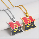Angola Map with Flag Pendant Necklace