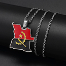 Angola Map with Flag Pendant Necklace