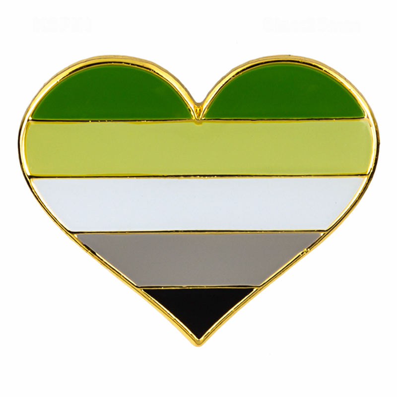 Aromantic Flag Pride Heart Shaped Lapel Pin