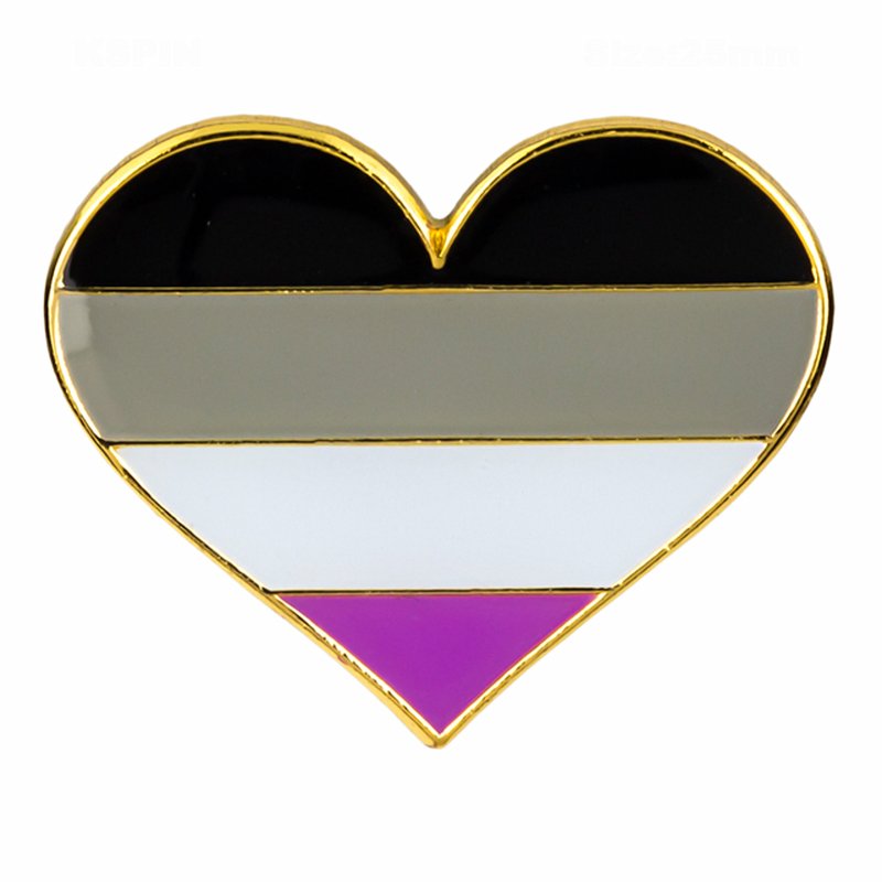 Asexual Flag Pride Heart Shaped Lapel Pin