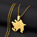 Azerbaijan Map with Cities Pendant Necklace