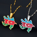 Azerbaijan Map with Flag Pendant Necklace