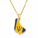 Barbados Map with Flag Pendant Necklace