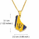 Barbados Map with Flag Pendant Necklace