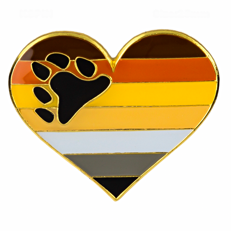 Bear Brotherhood Flag Pride Heart Shaped Lapel Pin