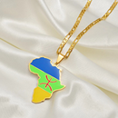 Africa Map with Berber Flag Pendant Necklace