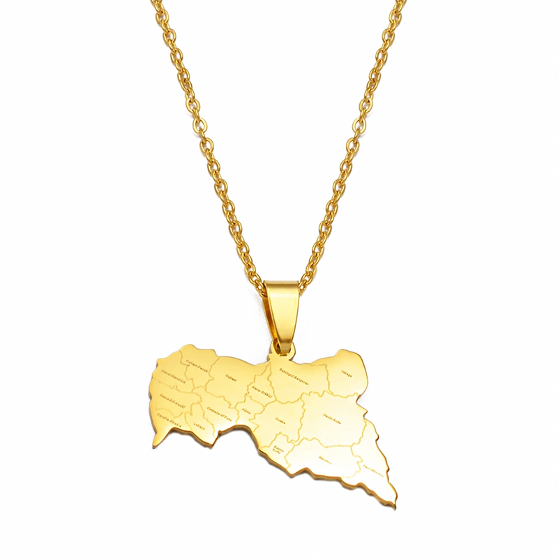 Central African Republic map with cities pendant Necklace