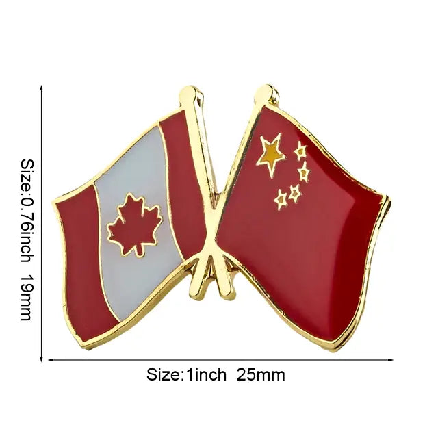 China & Canada Friendship Flags Lapel Pin