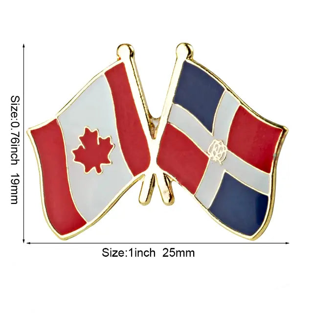 Dominican Republic & Canada Friendship Flags Lapel Pin