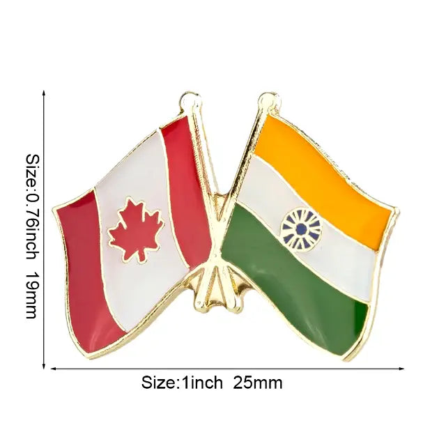 India & Canada Friendship Flags Lapel Pin