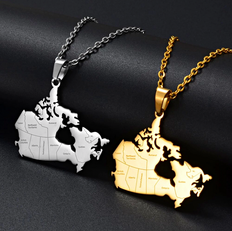 Canada Map with States Pendant Necklace