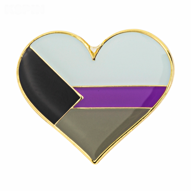 Demisexual Flag Pride Heart Shaped Lapel Pin
