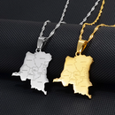 Democratic Republic of The Congo Map Cities Pendant Necklace