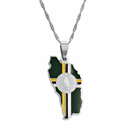 Dominica Map with Flag Pendant Necklace