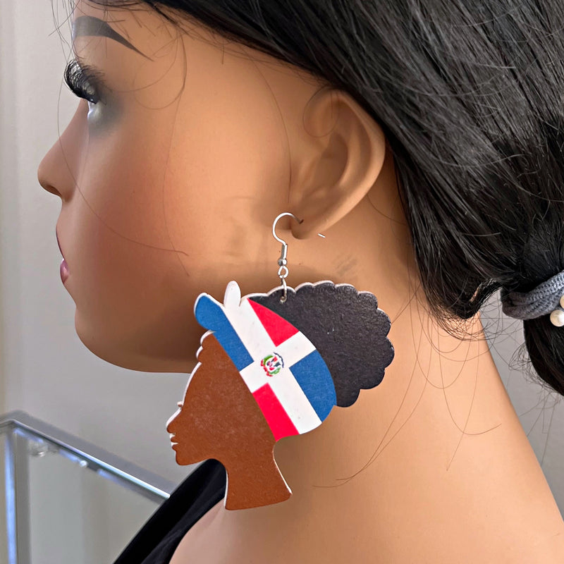 Dominican Republic Flag Woman Bandana Earrings