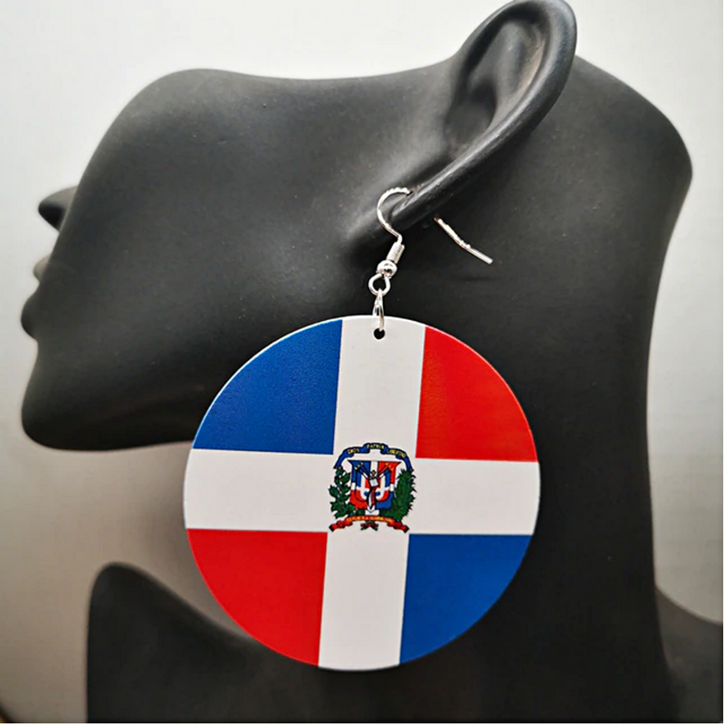 Dominican Republic Flag Drop Earrings