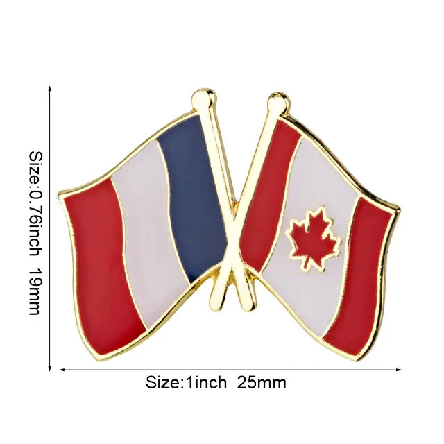 France & Canada Friendship Flags Lapel Pin