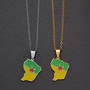 French Guiana Map with Flag Pendant Necklace