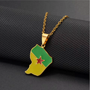 French Guiana Map with Flag Pendant Necklace