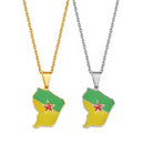 French Guiana Map with Flag Pendant Necklace