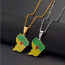 French Guiana Map with Flag Pendant Necklace