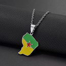 French Guiana Map with Flag Pendant Necklace