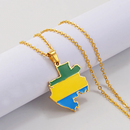 Gabon Map with Flag Pendant Necklace