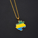 Gabon Map with Flag Pendant Necklace