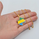 Gabon Map with Flag Pendant Necklace