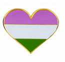 Genderqueer Flag Pride Heart Shaped Lapel Pin
