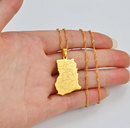Ghana Map with cities Pendant Necklace