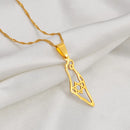 Israel Map With Hexagram Pendant Necklace