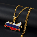 Russia Map With Flag Pendant Necklace
