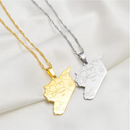 Syria Map with Cities Pendant Necklace