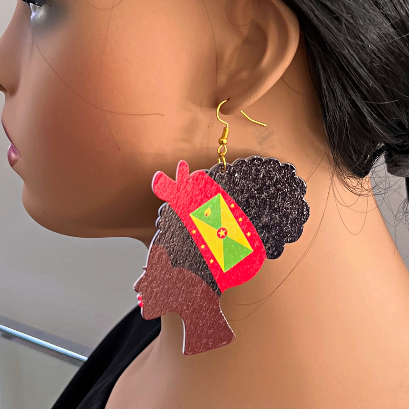 Grenada Flag Woman Bandana Earrings