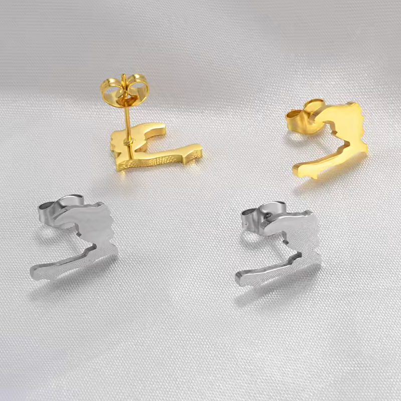 Haiti Map Stud Earrings
