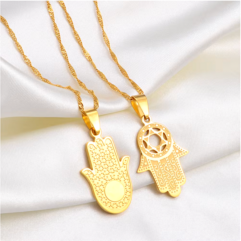 Hamsa Palm Hand of God Amulet Pendant Necklace