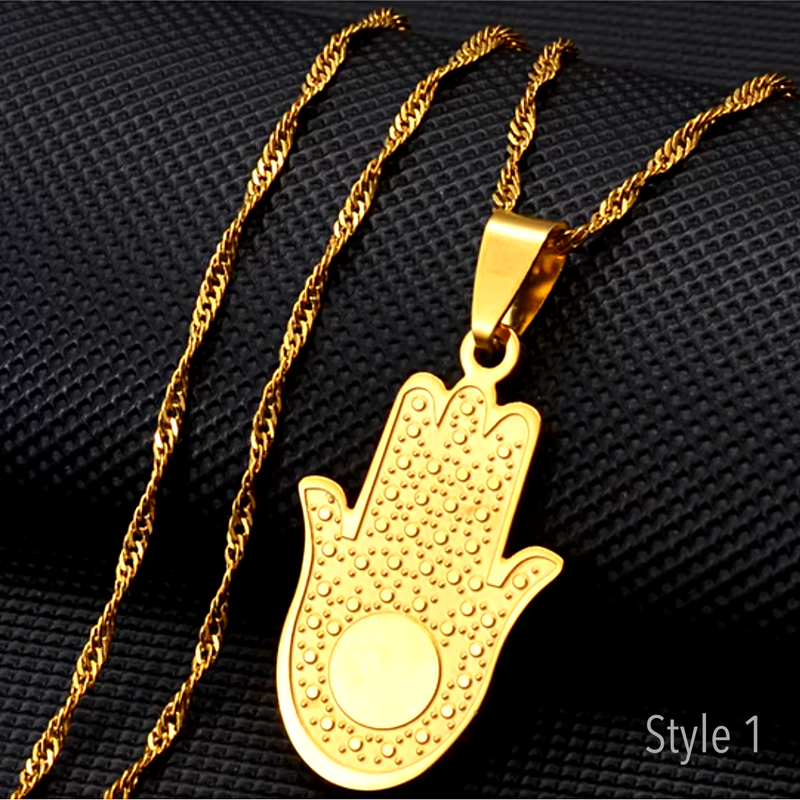 Hamsa Palm Hand of God Amulet Pendant Necklace