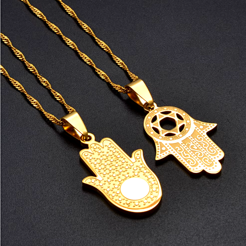 Hamsa Palm Hand of God Amulet Pendant Necklace