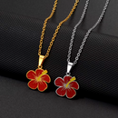 Hawaiian Guam Red Hibiscus Flowers Pendant Necklace