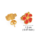 Hawaiian Guam Red Hibiscus Flowers Stud Earrings