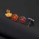 Hawaiian Guam Red Hibiscus Flowers Stud Earrings